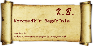 Korcsmár Begónia névjegykártya